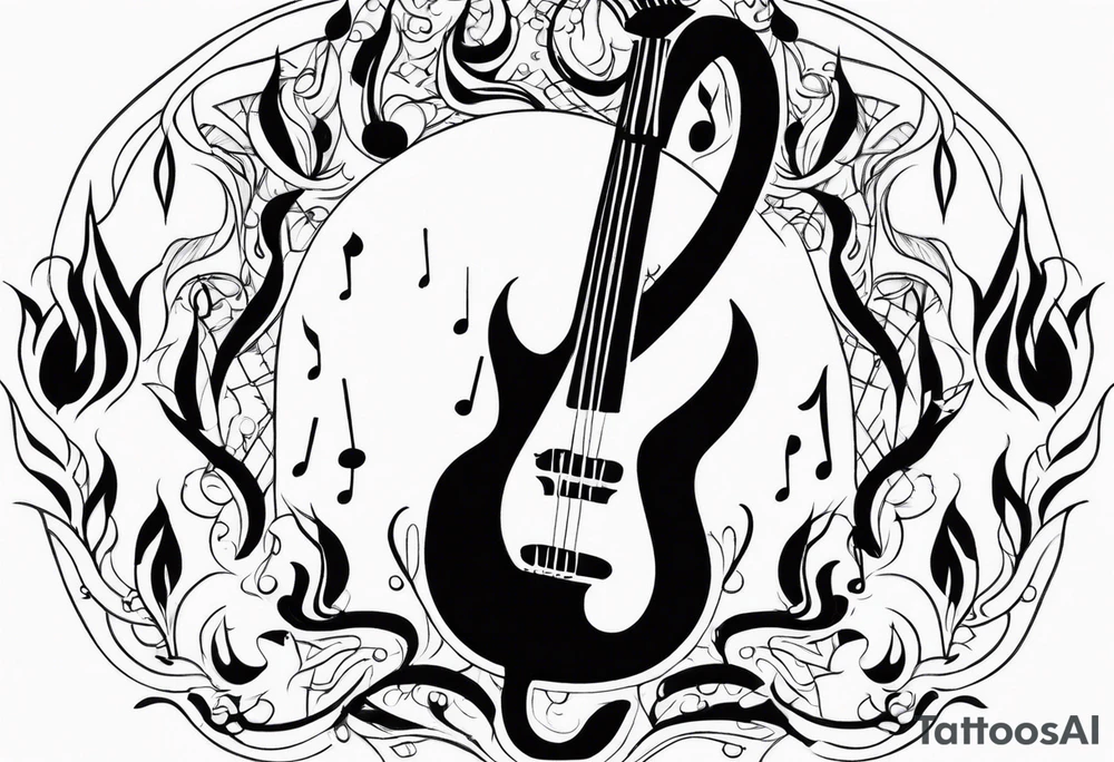 Music on fire tattoo idea
