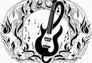 Music on fire tattoo idea