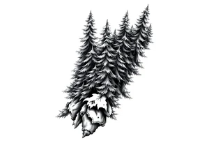 Coniferous forest tattoo sleeve black and gray tattoo idea