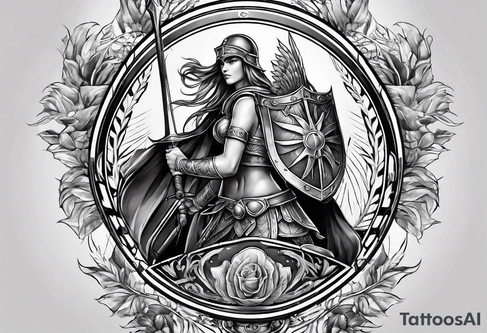 Ares spear and athena shield tattoo idea