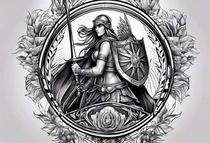 Ares spear and athena shield tattoo idea
