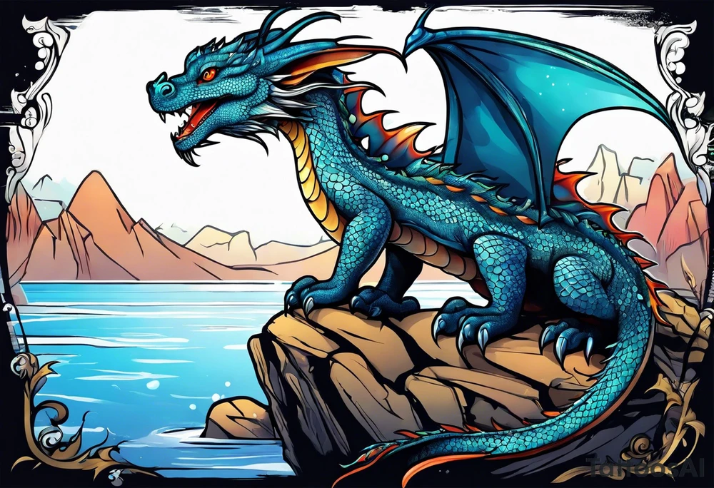 Water dragon cute tattoo idea