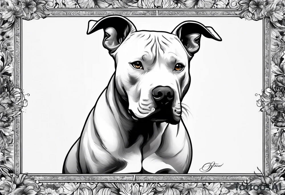 white pitbull pointed ears, paw tattoo idea