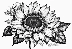Sunflower, book, flower rose rose & bleu tattoo idea