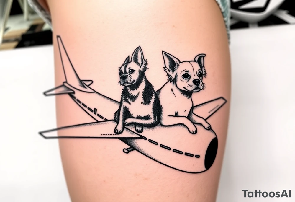 two dogs on an airplane tattoo idea