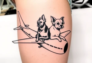 two dogs on an airplane tattoo idea