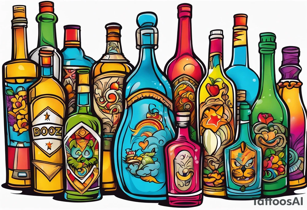 Booze bottles tattoo idea