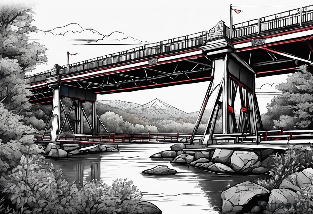 view from under cantilever bridge tattoo idea
