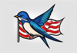 swallow holding flag tattoo idea