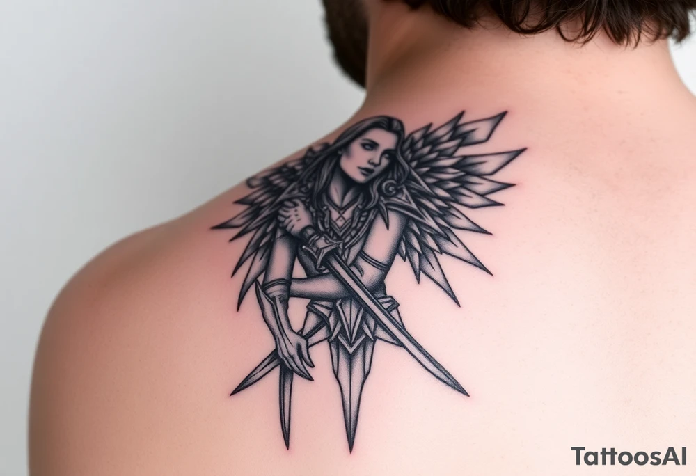 Realistic Valkyrie tattoo idea