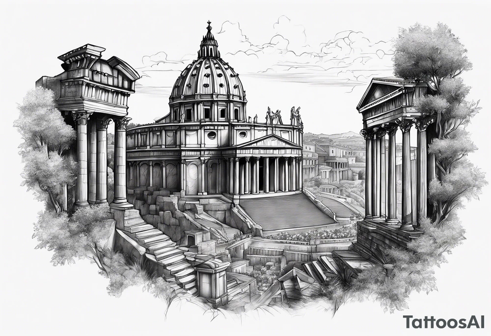 Ancient Rome City tattoo idea