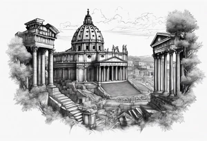 Ancient Rome City tattoo idea