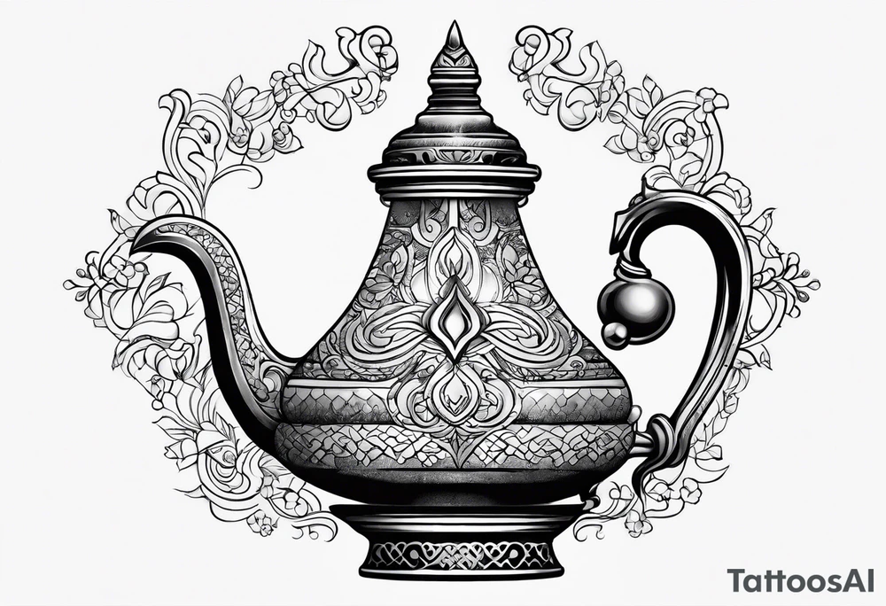 simple magic lamp tattoo idea