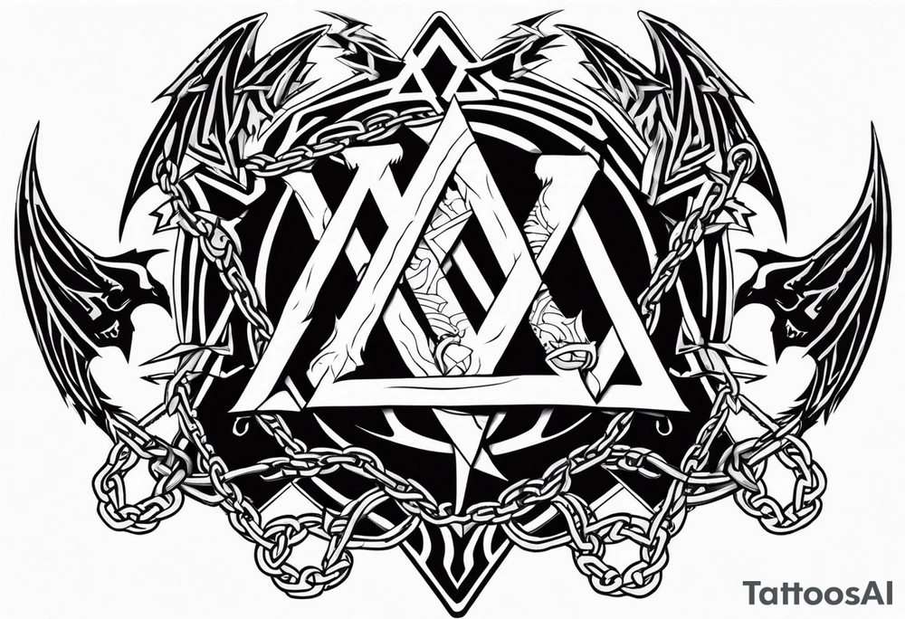 Valhalla sword shield axe barbed wire chains valknut fire dragon tattoo idea Valhalla sword shield axe barbed wire chains valknut fire dragon tattoo idea
