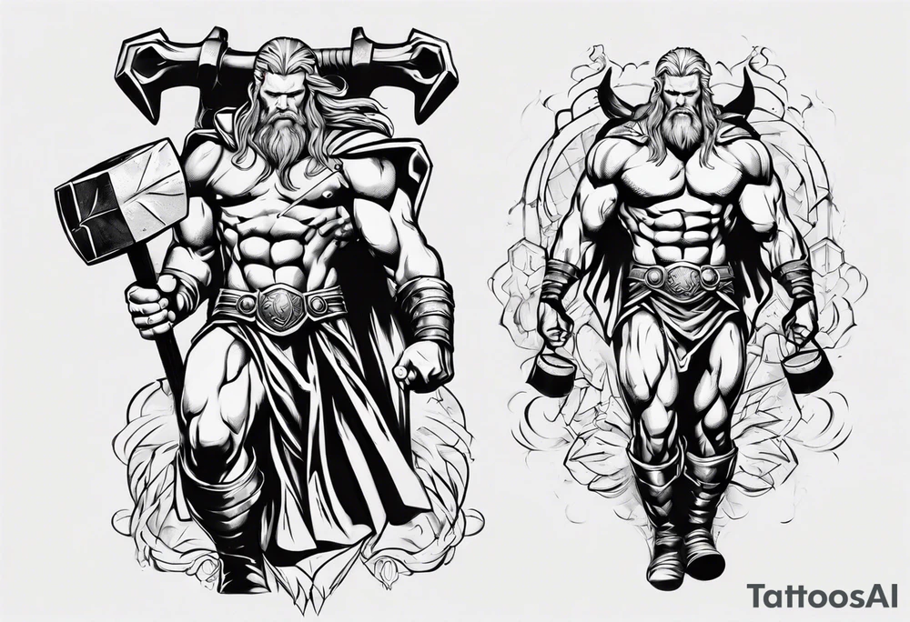 God Thor with a hammer tattoo idea