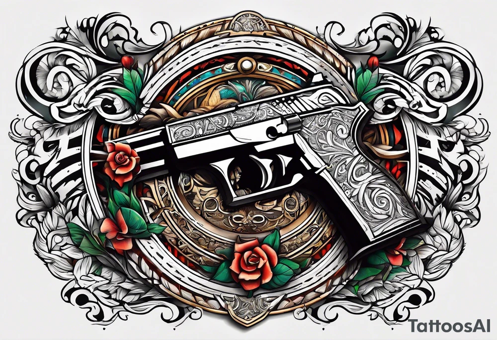 The letters AR with a pistol on each side tattoo idea
