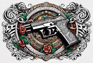 The letters AR with a pistol on each side tattoo idea