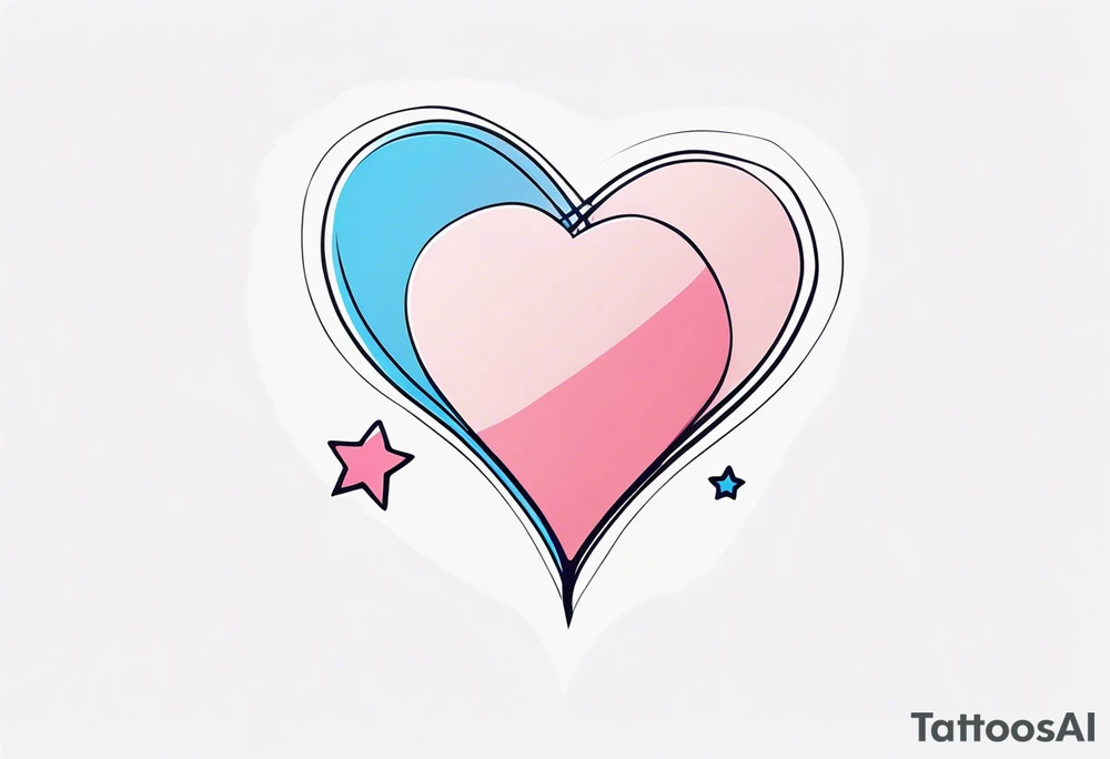 Two pink hearts one blue heart small star in a straight line tattoo idea