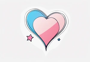 Two pink hearts one blue heart small star in a straight line tattoo idea