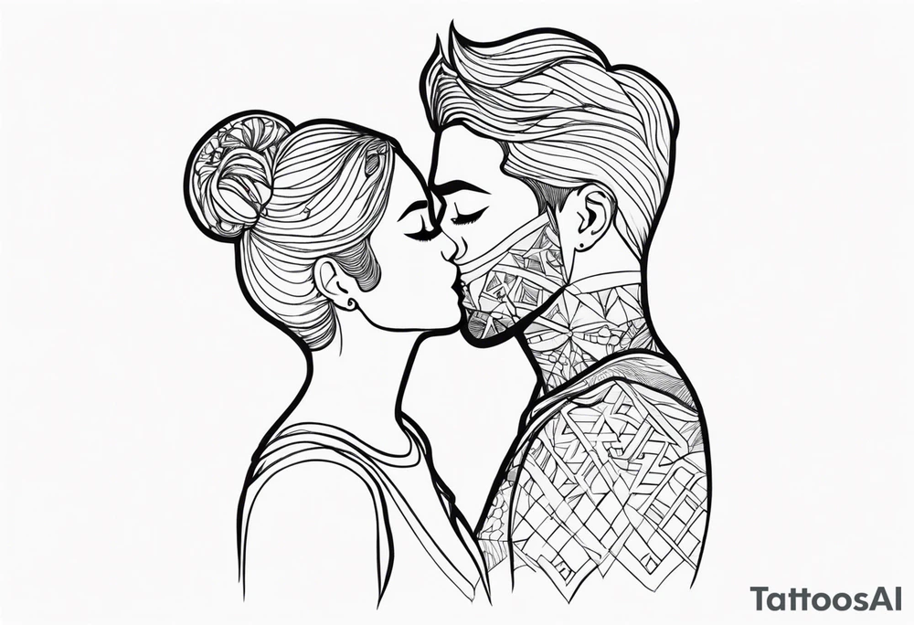 Two person kiss tattoo idea