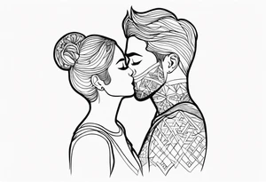 Two person kiss tattoo idea