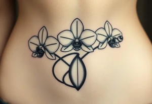 3 delicate orchids realistic with a mix with vagina tattoo idea