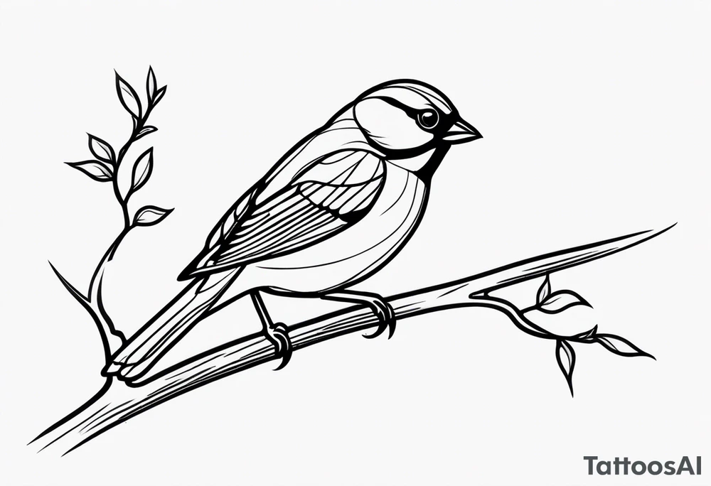 a tree branch and sparrow tattoo idea