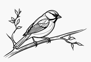 a tree branch and sparrow tattoo idea