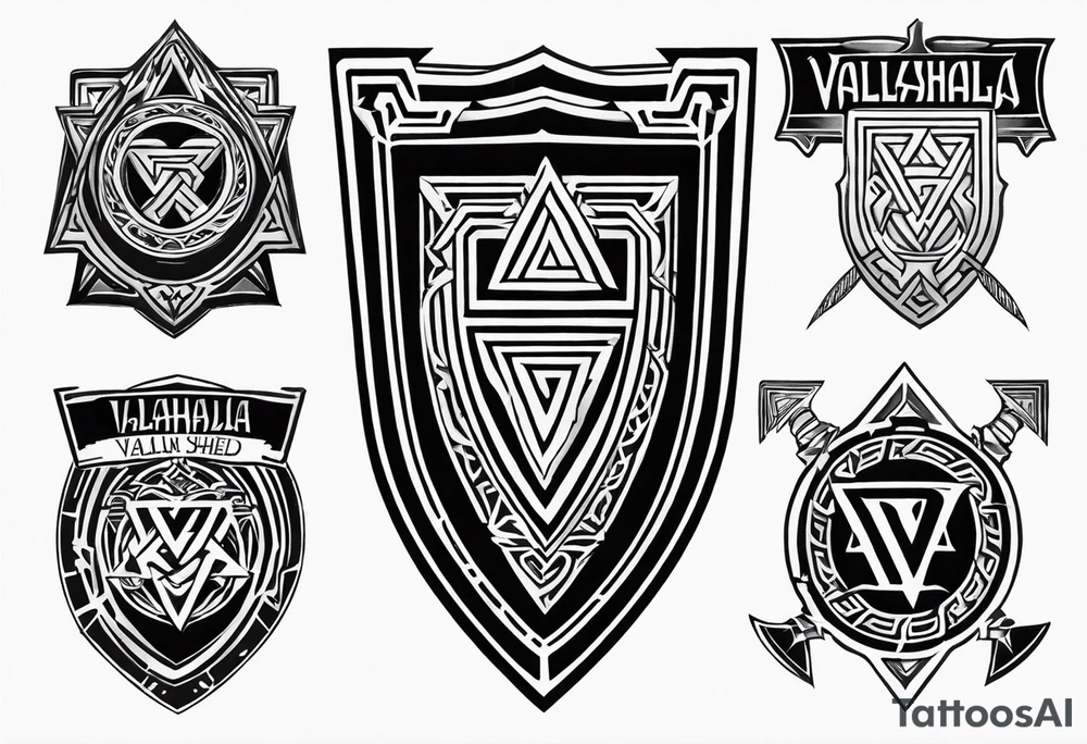 Valhalla shield sword valknut tattoo idea