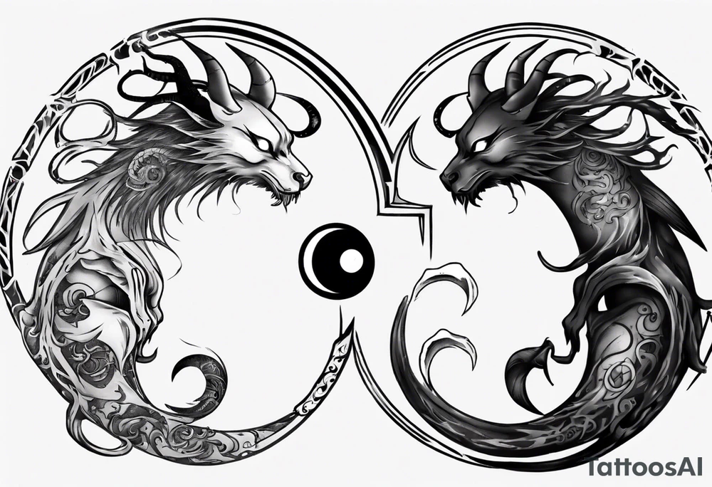 yin and yang but they are daemons tattoo idea