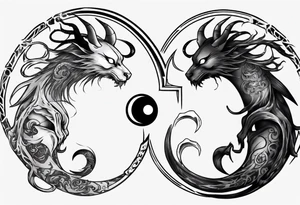 yin and yang but they are daemons tattoo idea
