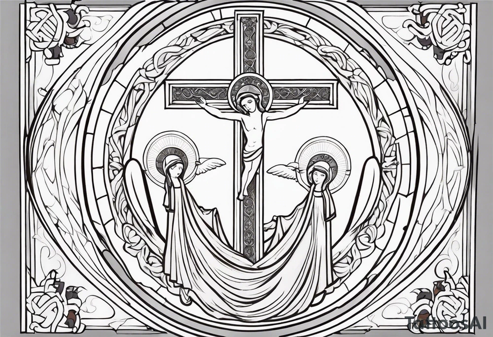 orthodox  CROS WITH ANGEL tattoo idea