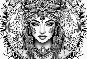 A tattoo with tribal and nature motifs tattoo idea