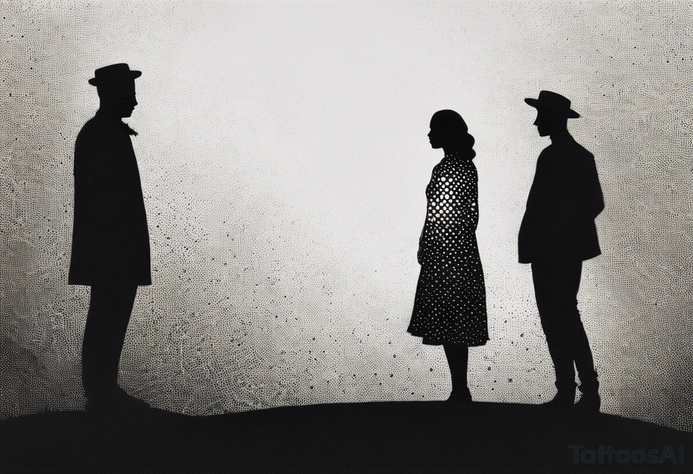 2 Black shadows of people standing over 2 black shadows of people tattoo idea