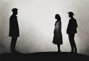 2 Black shadows of people standing over 2 black shadows of people tattoo idea