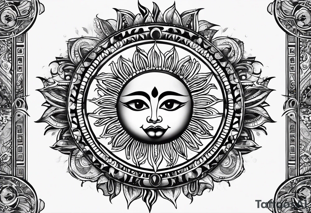 I want a tatoo with a sun which has eyes and mouth tattoo idea