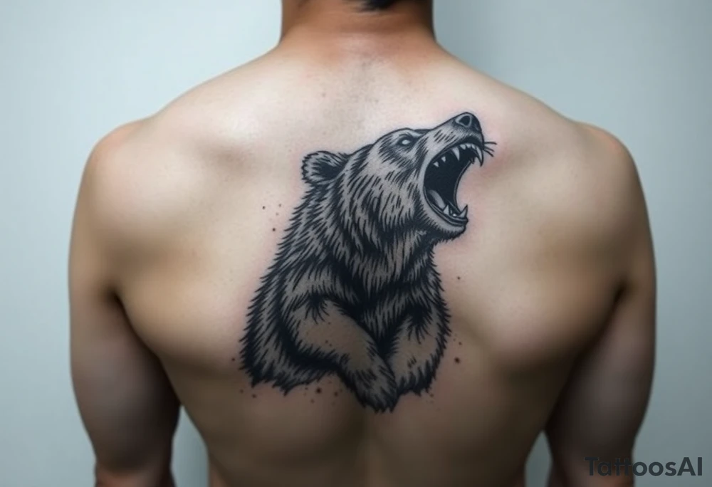 roaring bear,landscape. tattoo idea