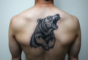 roaring bear,landscape. tattoo idea