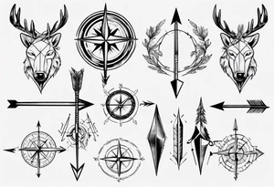 hunting arrow with compass rib tattoo tattoo idea