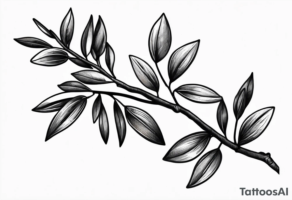 small thin olive branch bicep wrap tattoo idea
