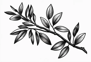 small thin olive branch bicep wrap tattoo idea