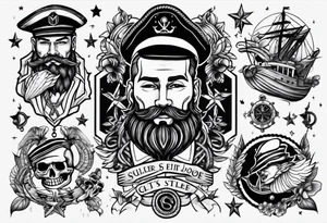 Traditional tattoo flash sheet sailor theme tattoo idea
