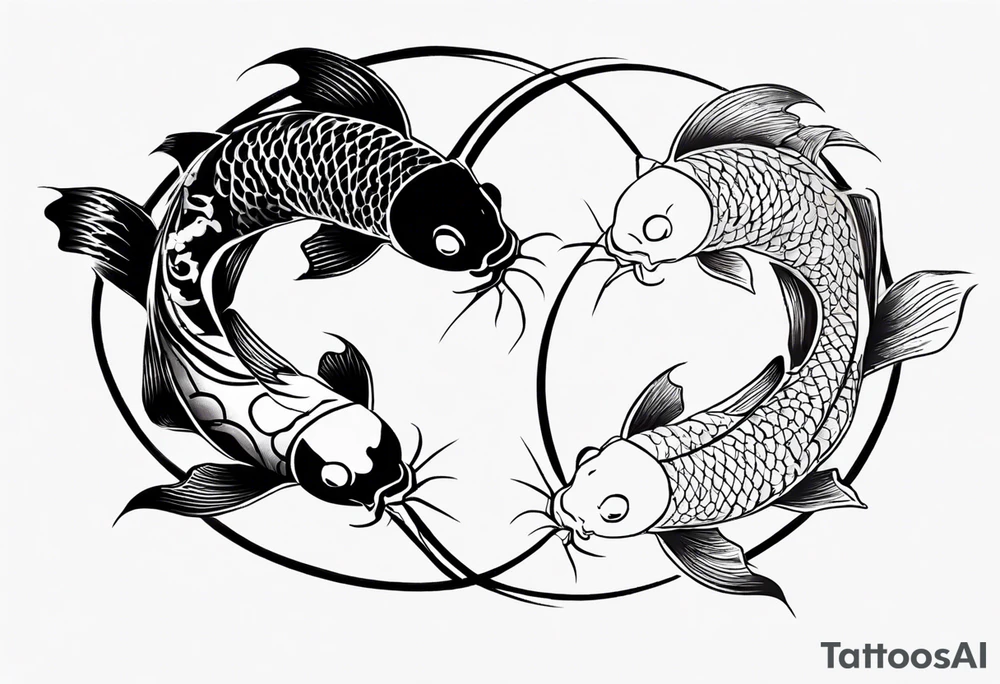 two koi fish meeting to make a yin yang tattoo idea