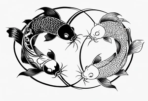 two koi fish meeting to make a yin yang tattoo idea