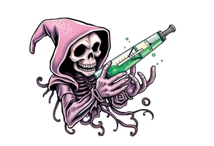 Syringe full of meth potion makes reaper powerful tattoo idea