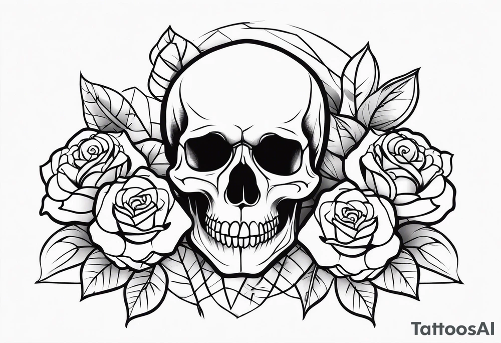 skull and roses tattoo idea