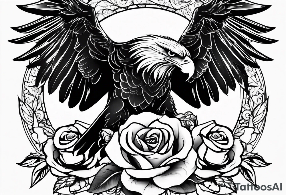 Eagle and rose tattoo idea