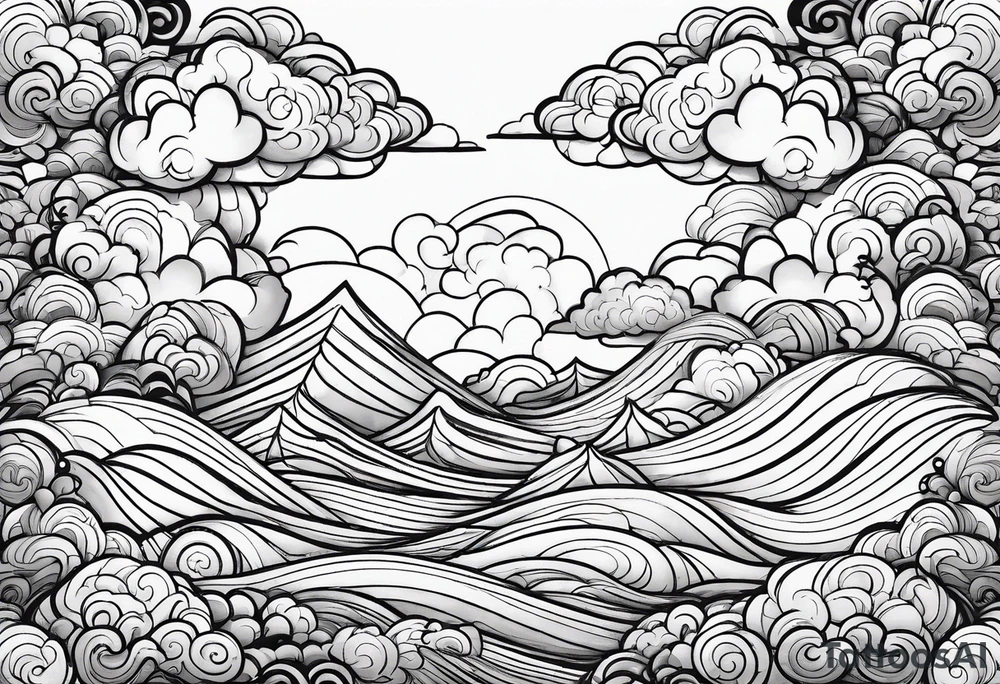 clouds repeating pattern tattoo idea