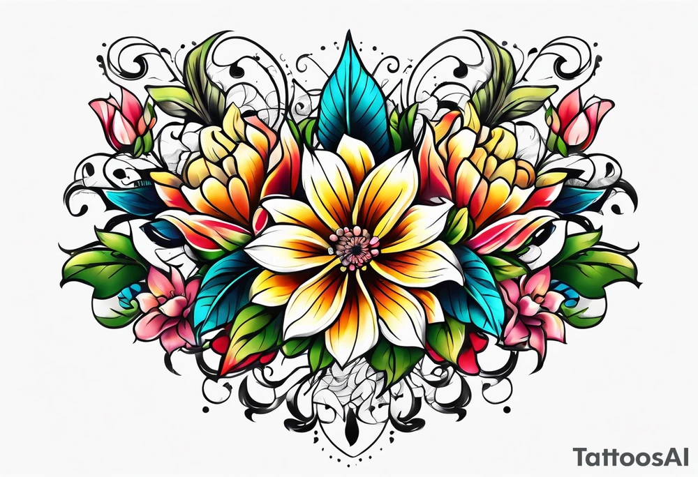 Flower chest piece tattoo idea