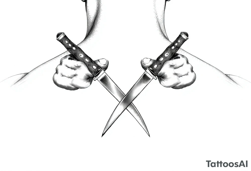 Hands as knives and scissors tattoo idea